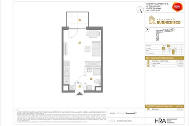 Rzut - Mieszkanie na sprzedaż 1 pokój o powierzchni 26,53 m² - numer C25 w Apartamenty Rudnickiego etap 3.1