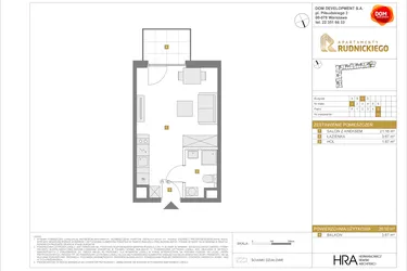 Rzut - Mieszkanie na sprzedaż 1 pokój o powierzchni 26,5 m² - numer C31 w Apartamenty Rudnickiego etap 3.1