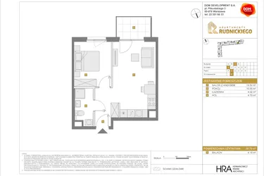 Rzut - Mieszkanie na sprzedaż 2 pokoje o powierzchni 38,79 m² - numer C9 w Apartamenty Rudnickiego etap 3.1