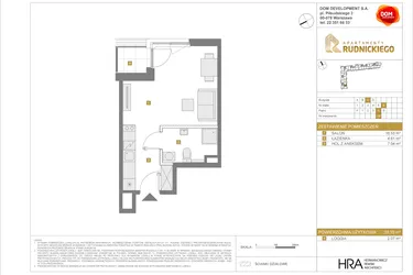 Rzut - Mieszkanie na sprzedaż 1 pokój o powierzchni 28,18 m² - numer C159 w Apartamenty Rudnickiego etap 3.1