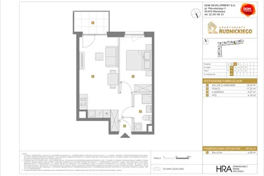 Rzut - Mieszkanie na sprzedaż 2 pokoje o powierzchni 38,64 m² - numer C41 w Apartamenty Rudnickiego etap 3.1