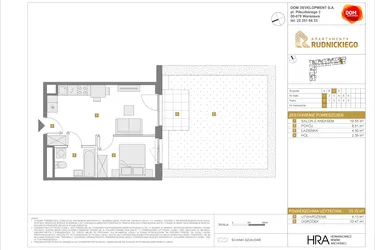 Rzut - Mieszkanie na sprzedaż 2 pokoje o powierzchni 35,35 m² - numer C2 w Apartamenty Rudnickiego etap 3.1