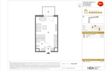 Rzut - Mieszkanie na sprzedaż 1 pokój o powierzchni 26,5 m² - numer C32 w Apartamenty Rudnickiego etap 3.1