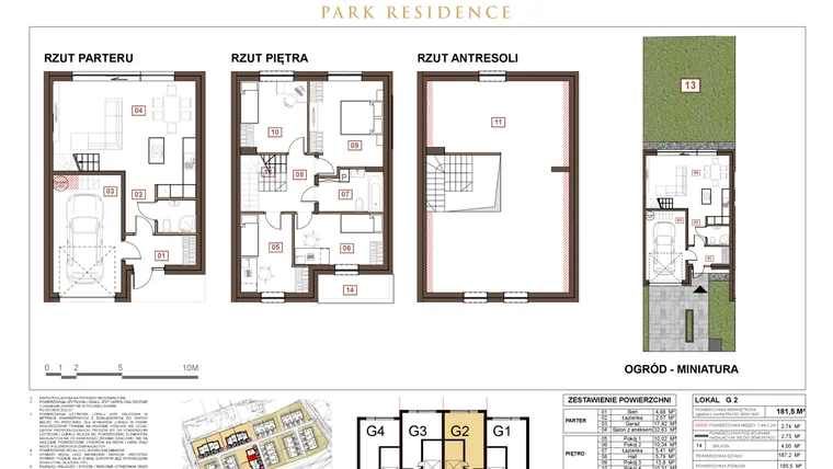 Rzut - Dom na sprzedaż 5 pokoi o powierzchni 169,44 m² - numer G2 w Park Residence