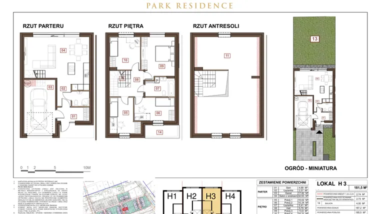 Rzut - Dom na sprzedaż 5 pokoi o powierzchni 167,82 m² - numer H3 w Park Residence etap III