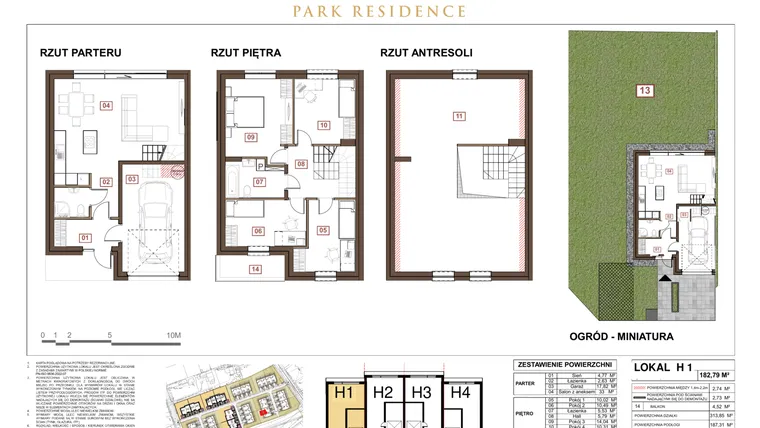 Rzut - Dom na sprzedaż 5 pokoi o powierzchni 169,44 m² - numer H1 w Park Residence etap II