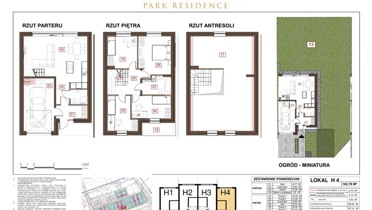 Rzut - Dom na sprzedaż 5 pokoi o powierzchni 169,44 m² - numer H4 w Park Residence etap II