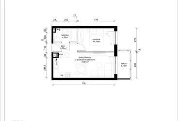 Rzut - Mieszkanie na sprzedaż 2 pokoje o powierzchni 38,48 m² - numer A.3.26.2a w art.TEO2