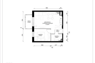 Rzut - Mieszkanie na sprzedaż 2 pokoje o powierzchni 38,79 m² - numer A.1.49.2a w art.TEO2