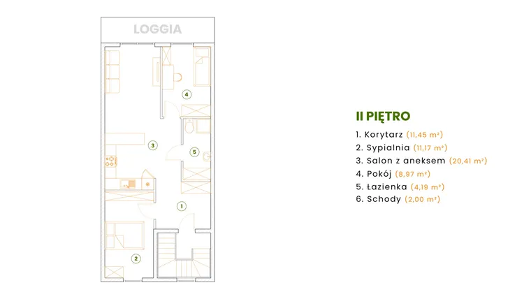 Rzut - Mieszkanie na sprzedaż 3 pokoje o powierzchni 58 m² - numer 14C/2 w Nałkowskiej 14