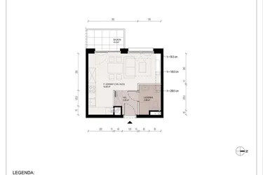 Rzut - Mieszkanie na sprzedaż 1 pokój o powierzchni 26,5 m² - numer B.4.39.1A w Hallera 122