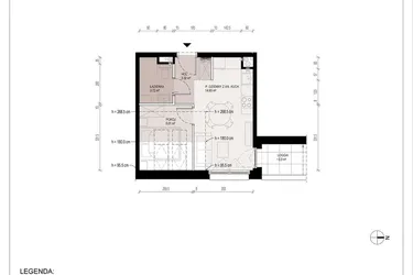 Rzut - Mieszkanie na sprzedaż 2 pokoje o powierzchni 26,98 m² - numer A.4.29.2A w Hallera 122