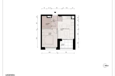Rzut - Mieszkanie na sprzedaż 2 pokoje o powierzchni 27,99 m² - numer B.2.24.2A w Hallera 122