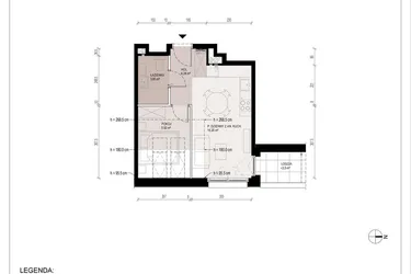 Rzut - Mieszkanie na sprzedaż 2 pokoje o powierzchni 30,21 m² - numer B.4.36.2A w Hallera 122