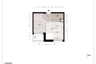 Rzut - Mieszkanie na sprzedaż 2 pokoje o powierzchni 30,34 m² - numer A.4.30.2A w Hallera 122