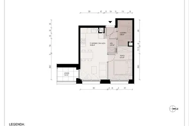 Rzut - Mieszkanie na sprzedaż 2 pokoje o powierzchni 33,35 m² - numer A.1.12.2A w Hallera 122