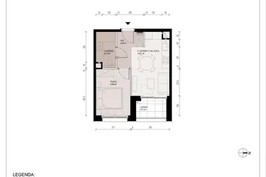 Rzut - Mieszkanie na sprzedaż 2 pokoje o powierzchni 32,16 m² - numer B.2.17.2A w Hallera 122