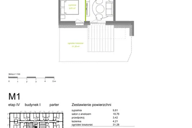 Rzut - Mieszkanie na sprzedaż 2 pokoje o powierzchni 36,2 m² - numer I-M01 w Zielona Dolina IV