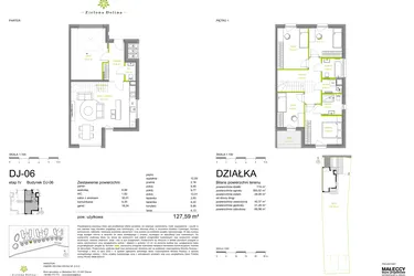 Rzut - Dom na sprzedaż 5 pokoi o powierzchni 127,52 m² - numer DJ-06 w Zielona Dolina IV