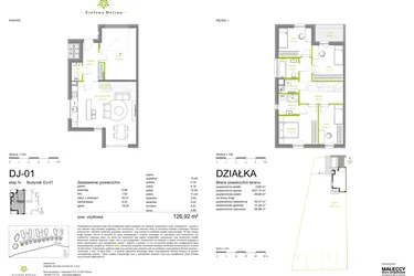 Rzut - Dom na sprzedaż 5 pokoi o powierzchni 126,85 m² - numer DJ-01 w Zielona Dolina IV