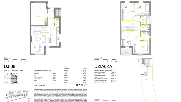 Rzut - Dom na sprzedaż 5 pokoi o powierzchni 127,52 m² - numer DJ-08 w Zielona Dolina IV
