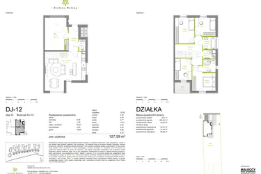 Rzut - Dom na sprzedaż 5 pokoi o powierzchni 127,52 m² - numer DJ-12 w Zielona Dolina IV