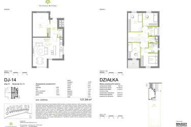 Rzut - Dom na sprzedaż 5 pokoi o powierzchni 127,52 m² - numer DJ-14 w Zielona Dolina IV