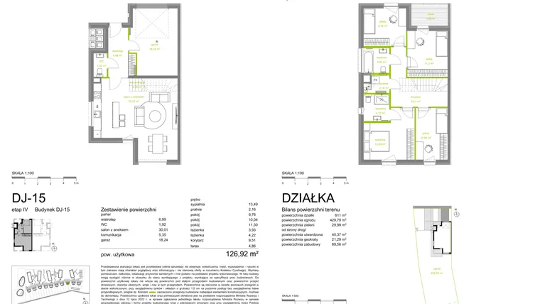 Rzut - Dom na sprzedaż 5 pokoi o powierzchni 126,85 m² - numer DJ-15 w Zielona Dolina IV