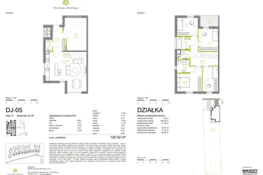 Rzut - Dom na sprzedaż 5 pokoi o powierzchni 126,85 m² - numer DJ-05 w Zielona Dolina IV
