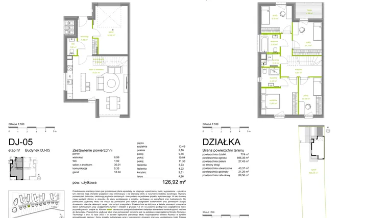 Rzut - Dom na sprzedaż 5 pokoi o powierzchni 126,85 m² - numer DJ-05 w Zielona Dolina IV