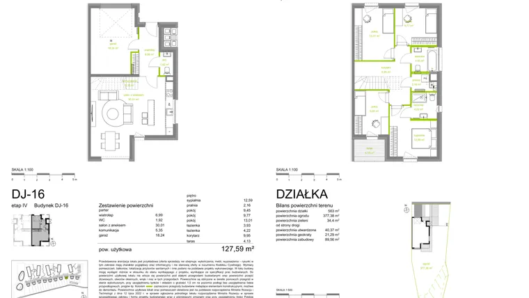 Rzut - Dom na sprzedaż 5 pokoi o powierzchni 127,52 m² - numer DJ-16 w Zielona Dolina IV