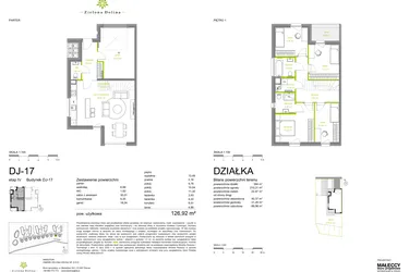 Rzut - Dom na sprzedaż 5 pokoi o powierzchni 126,85 m² - numer DJ-17 w Zielona Dolina IV