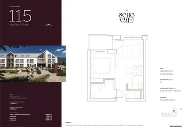 Rzut - Mieszkanie na sprzedaż 2 pokoje o powierzchni 27,93 m² - numer 115 w SOHO VUE CHILL & SPA RESORT