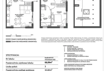 Rzut - Mieszkanie na sprzedaż 3 pokoje o powierzchni 68,09 m² - numer LP2.B3.M2 w Libre Park 2
