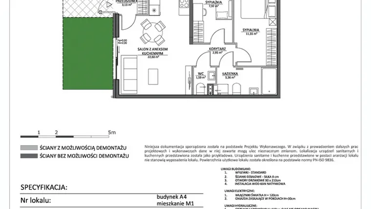 Rzut - Mieszkanie na sprzedaż 3 pokoje o powierzchni 55,1 m² - numer LP2.A4.M1 w Libre Park 2