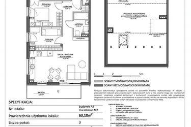 Rzut - Mieszkanie na sprzedaż 3 pokoje o powierzchni 63,1 m² - numer LP2.A4.M2 w Libre Park 2