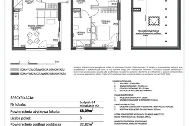 Rzut - Mieszkanie na sprzedaż 3 pokoje o powierzchni 68,09 m² - numer LP2.B4.M2 w Libre Park 2