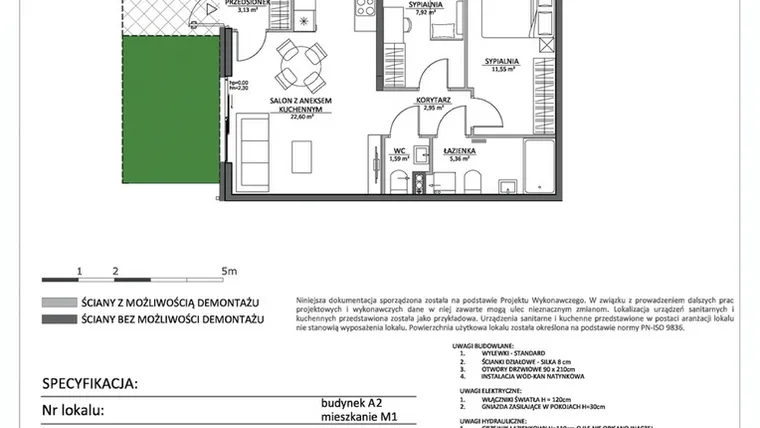Rzut - Mieszkanie na sprzedaż 3 pokoje o powierzchni 55,1 m² - numer LP2.A2.M1 w Libre Park 2