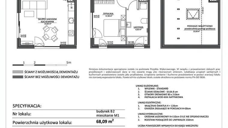 Rzut - Mieszkanie na sprzedaż 3 pokoje o powierzchni 68,09 m² - numer LP2.B2.M1 w Libre Park 2