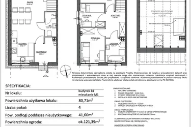 Rzut - Mieszkanie na sprzedaż 4 pokoje o powierzchni 80,71 m² - numer B1.M1 w Libre Park etap III
