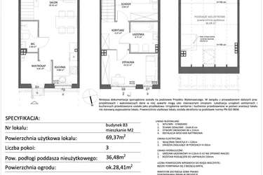 Rzut - Mieszkanie na sprzedaż 3 pokoje o powierzchni 69,37 m² - numer B3.M2 w Libre Park etap III