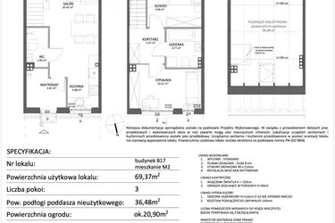 Rzut - Mieszkanie na sprzedaż 3 pokoje o powierzchni 69,37 m² - numer B17.M2 w Libre Park etap III
