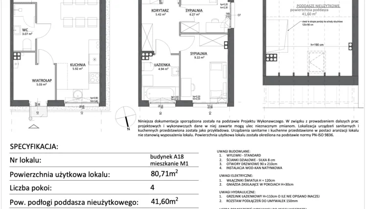 Rzut - Mieszkanie na sprzedaż 4 pokoje o powierzchni 80,71 m² - numer A18.M1 w Libre Park etap III