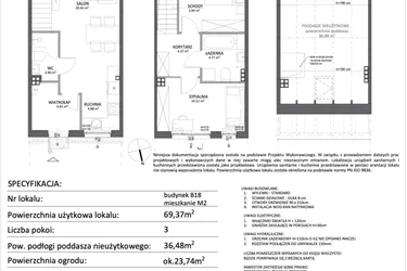 Rzut - Mieszkanie na sprzedaż 3 pokoje o powierzchni 69,37 m² - numer B18.M2 w Libre Park etap III