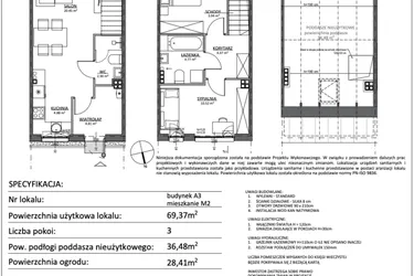 Rzut - Mieszkanie na sprzedaż 3 pokoje o powierzchni 69,37 m² - numer A3.M2 w Libre Park etap III