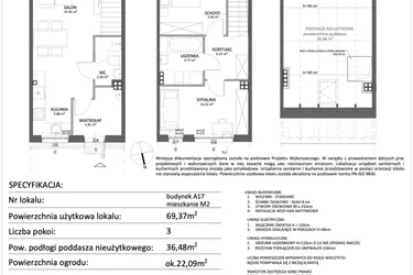 Rzut - Mieszkanie na sprzedaż 3 pokoje o powierzchni 69,37 m² - numer A17.M2 w Libre Park etap III
