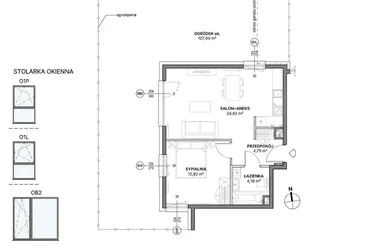 Rzut - Mieszkanie na sprzedaż 2 pokoje o powierzchni 46,57 m² - numer C2.04 w Awionika