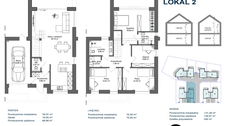 Rzut - Dom na sprzedaż 5 pokoi o powierzchni 139,51 m² - numer 2 w Galileus IV