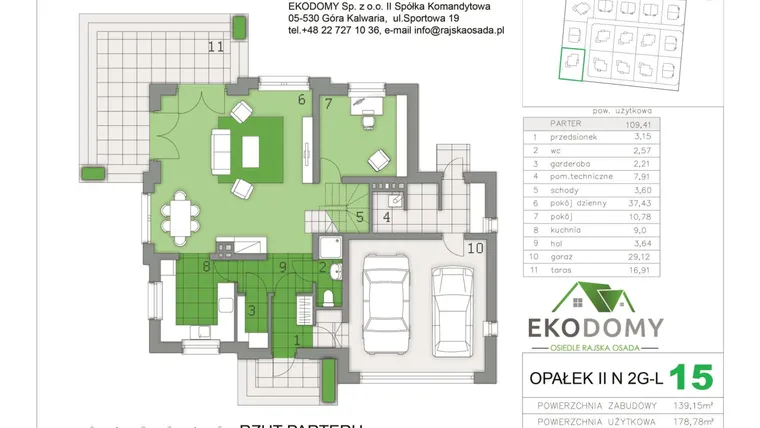 Rzut - Dom na sprzedaż 5 pokoi o powierzchni 178,8 m² - numer Opałek 15 w Osiedle Rajska Osada