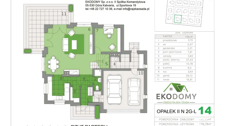 Rzut - Dom na sprzedaż 5 pokoi o powierzchni 178,8 m² - numer Opałek 14 w Osiedle Rajska Osada